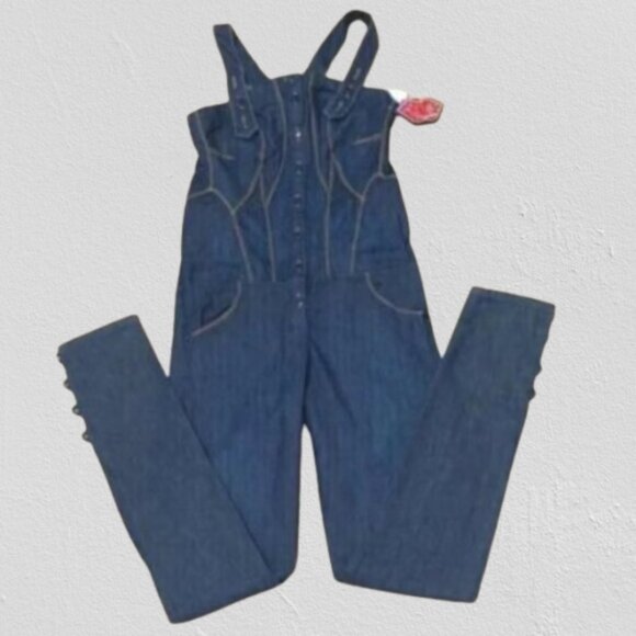 CHICK By NICKY HILTON Women's Blue Denim Overalls Size 28 - Picture 1 of 9